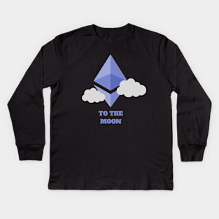 Ethereum to the moon - Crypto Apparel Kids Long Sleeve T-Shirt